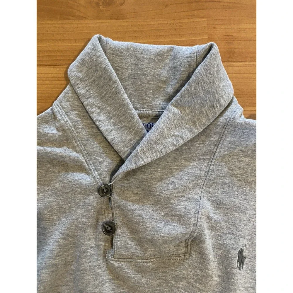Polo Ralph Lauren Shawl Collar‎ Jersey Pullover Sweatshirt Mens L Gray